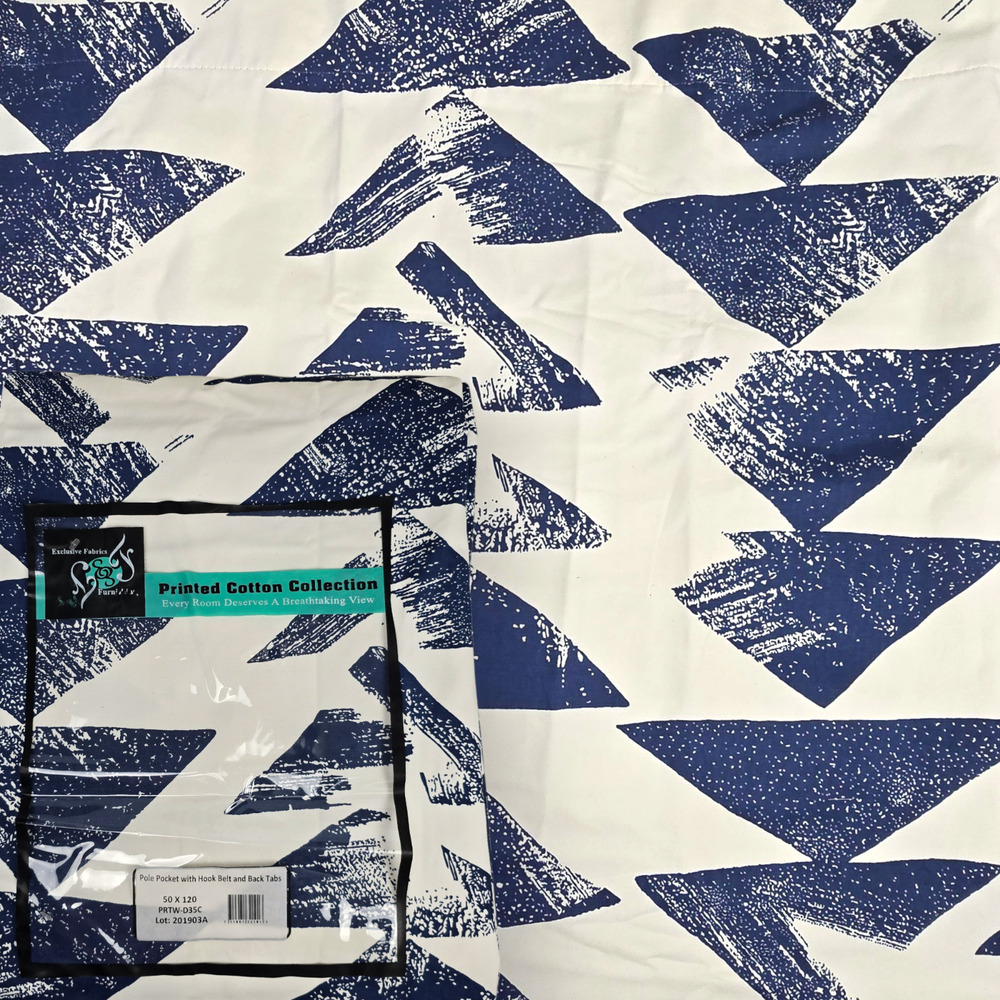 2 pc Exclusive Fabrics & Furnishings 50"x120” Triad Indigo Drapes Curtain Panels